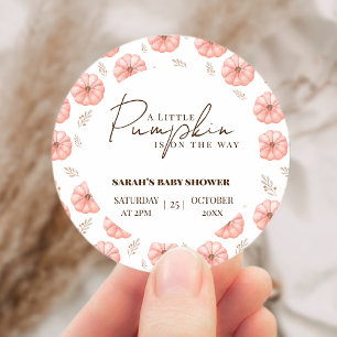 Een beetje pompoen is onderweg Baby shower Ronde Sticker