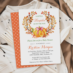 Een beetje pompoen is onderweg Herfst Baby shower Kaart