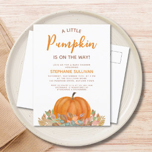 Een beetje pompoen is onderweg Herfst Baby shower Uitnodiging Briefkaart