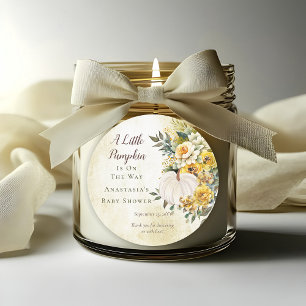 Een beetje pompoen oogst gouden bloemig Baby showe Ronde Sticker