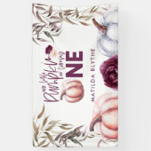 Een beetje pompoen paarse bloemen herfst verjaarda spandoek (Verticaal)