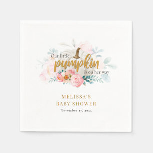 Een beetje pompoen roze bloemig meisje Baby shower Servet