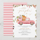 Een beetje pompoen roze truck Herfst Baby shower Kaart (Voorkant / Achterkant)