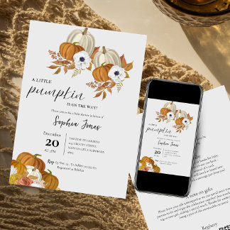 Een beetje pompoen | Waterverf Floral baby shower Kaart