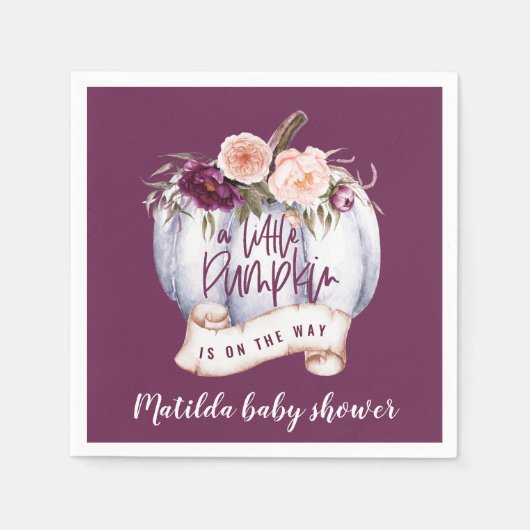 Een beetje pompoen waterverf herfst baby shower fe servet (Voorkant)