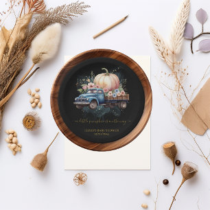 Een beetje pompoen Waterverf truck Baby shower Papieren Bordje