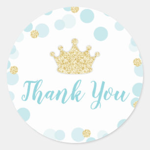 Een beetje Prince Baby shower Blue Gold Ronde Sticker