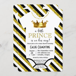 Een beetje Prince Glitter Baby shower Invitation Kaart
