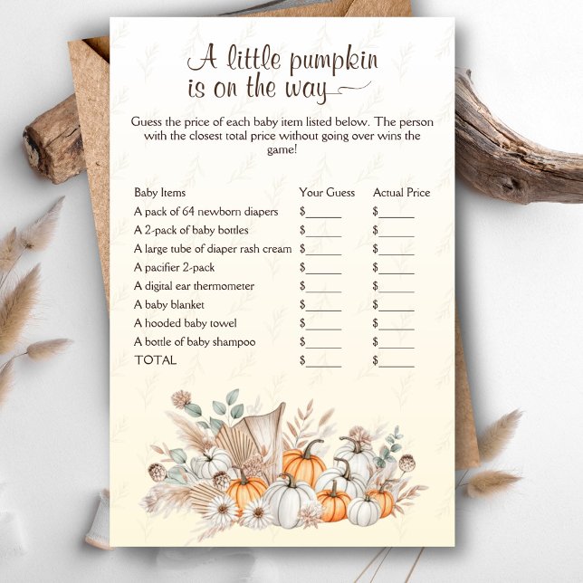 Een beetje Pumpkin Boho Baby shower prijs is juist (A Little Pumpkin Is On The Way Baby Shower Game - The Price Is Right Baby Edition)