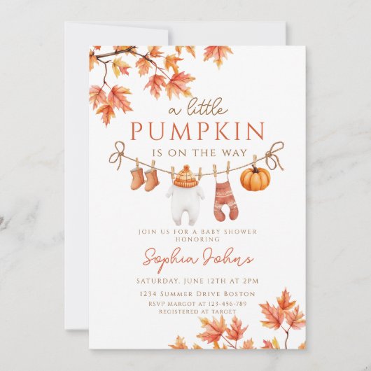 Een beetje Pumpkin herfst Autumn Baby shower Kaart (Voorkant)