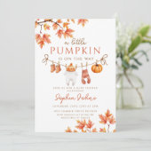 Een beetje Pumpkin herfst Autumn Baby shower Kaart (Staand voorkant)