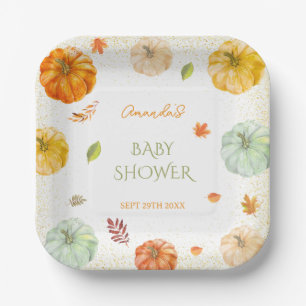 Een beetje Pumpkin Herfst Botanisch Baby shower Papieren Bordje