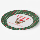 Een beetje rendier is onderweg papieren bordje (Gekanteld)