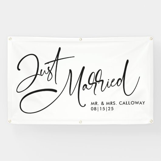 Een beetje retro Just Married auto banner (Horizontaal)