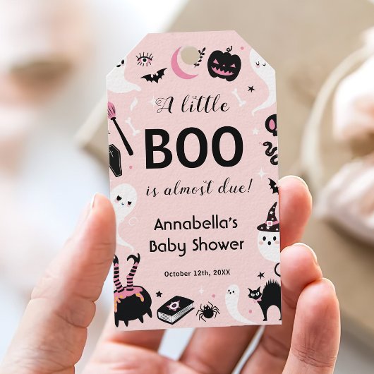 Een beetje Roze Halloween Baby Shower Cadeaulabel