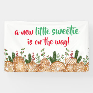 Een beetje schatje is op weg cookie Baby shower Spandoek