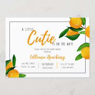 Een beetje schattig Baby shower Sinaasappel Citrus Kaart