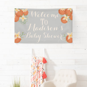 Een beetje schattig is op weg-Sinaasappel, pastel Spandoek