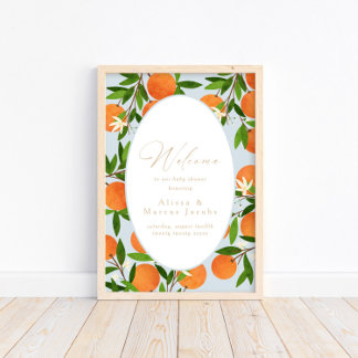 Een beetje schattig | Modern blauw welkomstbord Po Poster