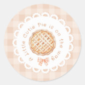 Een beetje schattig Pie gingham Bow baby shower Ronde Sticker (Voorkant)