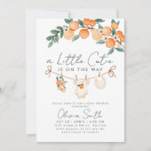 Een beetje schattig Sinaasappel Gingham Citrus Bab Kaart (Voorkant)