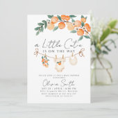 Een beetje schattig Sinaasappel Gingham Citrus Bab Kaart (Staand voorkant)