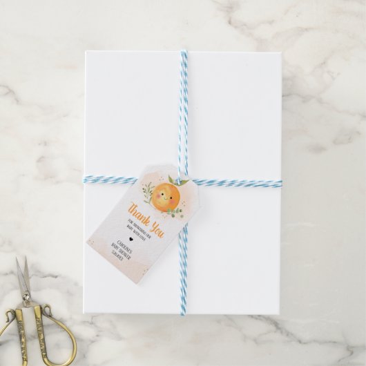 Een beetje schattige citrus Oranje Baby shower gun Cadeaulabel (Met Touw)