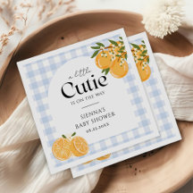 Een beetje schattige oranje geruite citrus baby sh