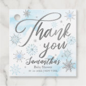 Een beetje sneeuwblauw Baby shower Dank u Bedankjes Labels (Voorkant)