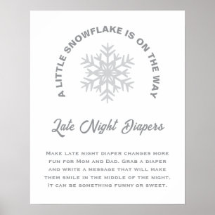 Een beetje sneeuwvlok Baby shower Late Night Luier Poster