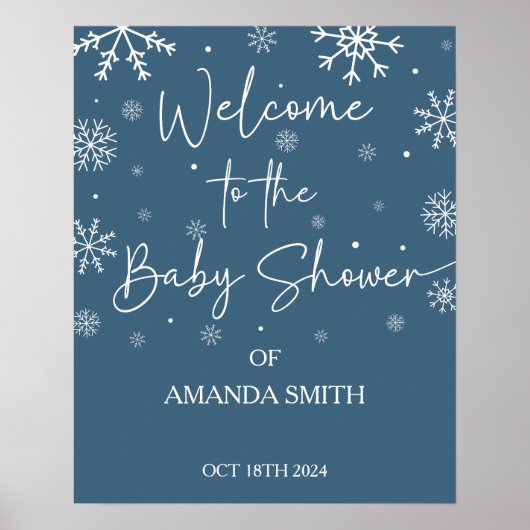 Een beetje sneeuwvlok Baby shower Welkom Poster (Voorkant)