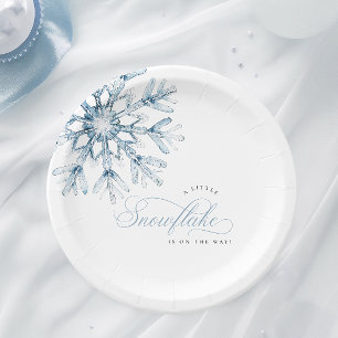 Een beetje sneeuwvlok blauw Baby shower Papieren Bordje