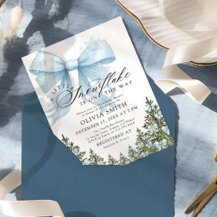 Een beetje sneeuwvlok Blue Bow Winter Baby shower Kaart
