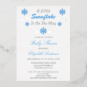 Een beetje sneeuwvlok is onderweg Baby shower Folie Uitnodiging