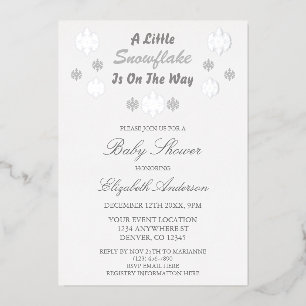 Een beetje sneeuwvlok is onderweg Baby shower Folie Uitnodiging