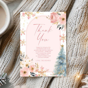 Een beetje sneeuwvlok roze winter Baby shower Bedankkaart