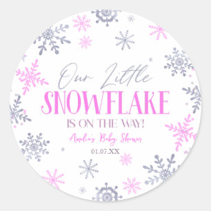 Een beetje sneeuwvlok winterroze Baby shower Ronde Sticker