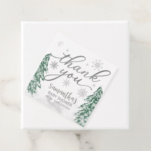 Een beetje sneeuwvlokken Baby shower Grijs Dank je Bedankjes Labels (In situ)