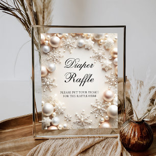 Een beetje Snowflake Boho Baby shower Luier Raffle Poster