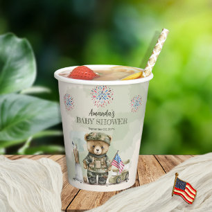 Een beetje soldaat jongen teddybeer Baby shower Papieren Bekers
