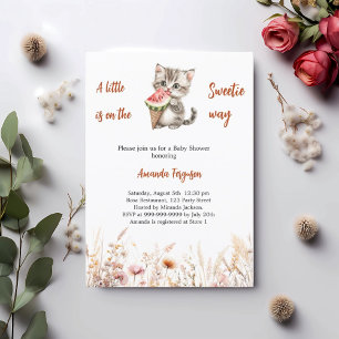 Een beetje Sweetie cat watermeloen Baby shower Kaart
