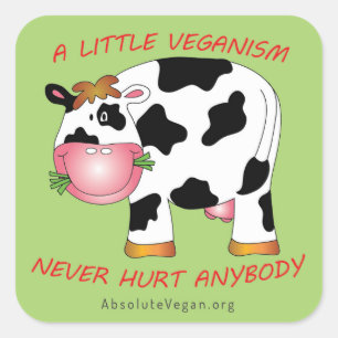 Een beetje veganisme doet nooit iemand pijn sticke vierkante sticker