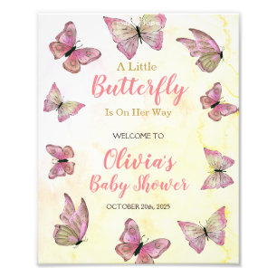 Een beetje vlinder Baby shower welkom teken Foto Afdruk