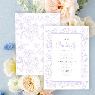 Een beetje vlinder Lila meisje  Baby shower Kaart