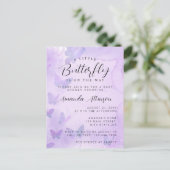 Een beetje vlinder Paarse Baby shower Briefkaart (Staand voorkant)