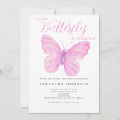 Een beetje vlinderroze Baby shower Kaart (Voorkant)