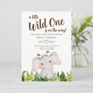 Een beetje wild een olifant groen Baby shower Kaart