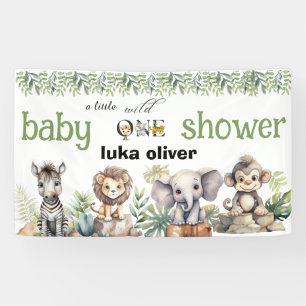 Een beetje wild een safari dieren baby shower spandoek