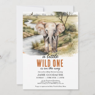 Een beetje wild een Safari olifant Baby shower Kaart