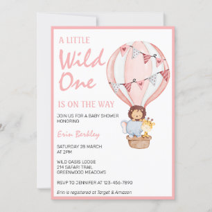 Een beetje wild is onderweg naar roze Baby shower Kaart